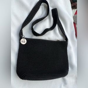 THE SAK Essential Crochet Small Crossbody Bag Purse Black